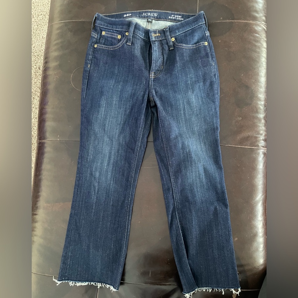 J. Crew Dark Blue 9” Demi Boot Crop Jeans